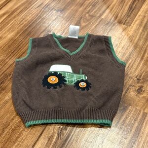 Gymboree Brown and Green Tractor Knit Vest